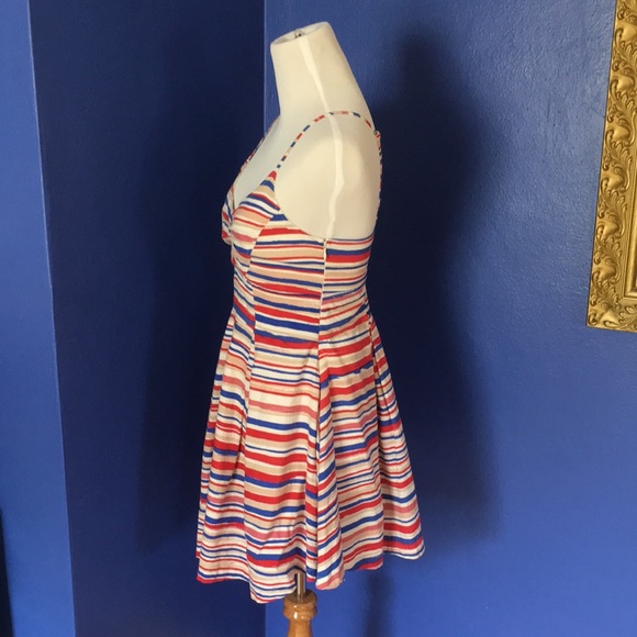 Red white blue striped pinup summer sundress nautical 50s preppy mod rockabilly - Picture 3 of 12